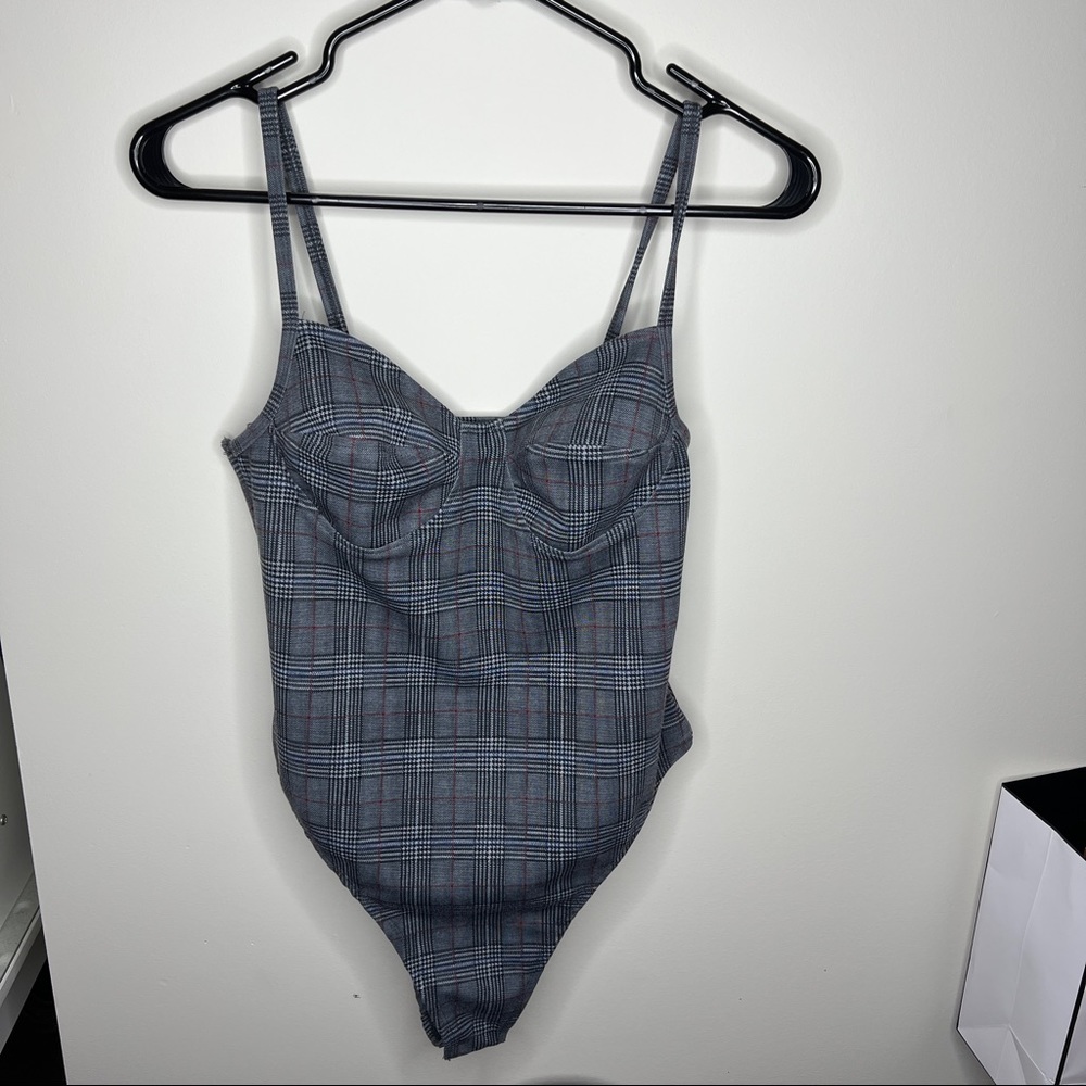 COCO & YVES - Plaid body suit w/ button snaps